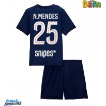 Paris Saint-Germain Nuno Mendes #25 Hjemmedraktsett Barn 2025-26 Kortermet (+ Korte bukser)